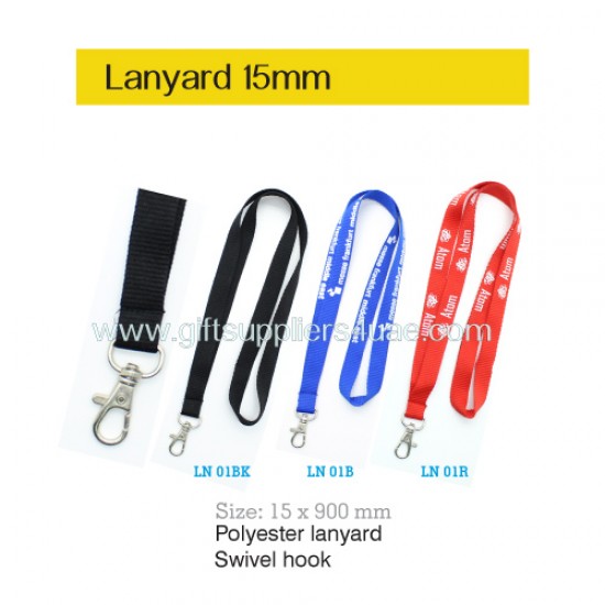 Lanyard 15 mm with hook