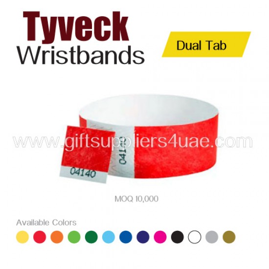 Tyveck Wristbands with Dual numbering tab