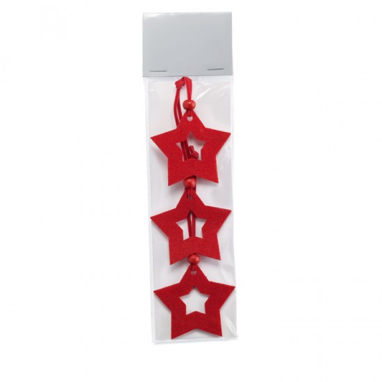 3 piece star shape tree hangers in 3 mm red felt