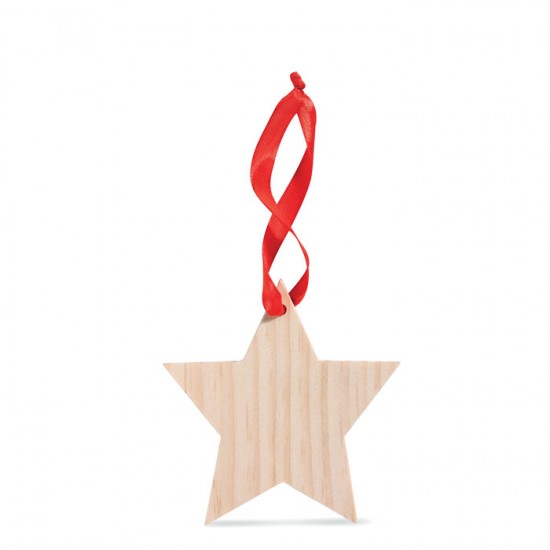 Wooden hanger star shaped with red ribbon
