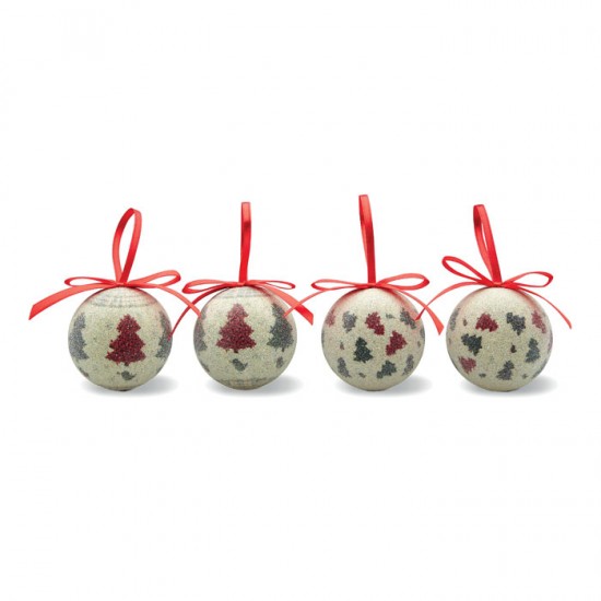 Set of 4 Christmas baubles, in pearl finish