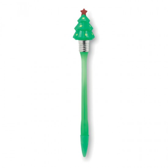 Plastic ball pen with cap with tree shaped soft rubber top