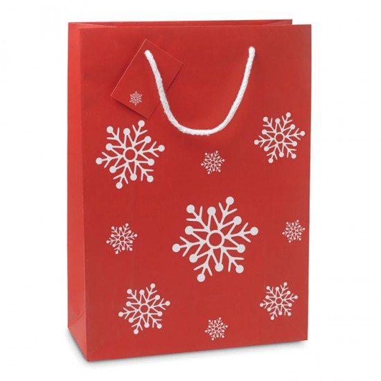 Elegant gift paper bag with snowflakes pattern