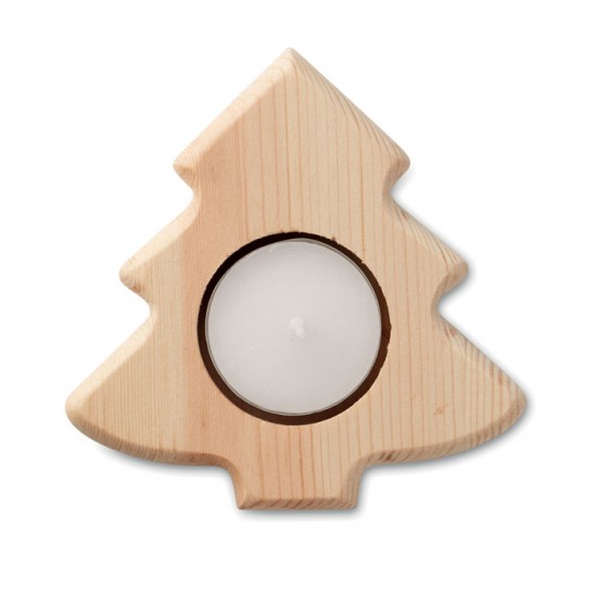 Tree shaped wooden tea light candle holder