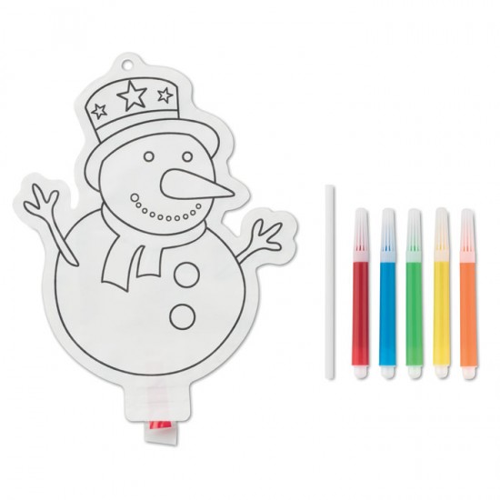Snowman colouring balloon with 5 markers