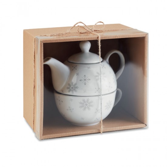 Tea set including a 400 ml teapot with a snowflake design