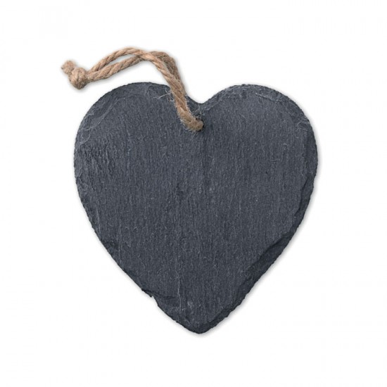 Slate heart shaped decoration with cord hanger